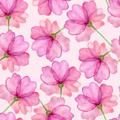 Watercolor Loose Flower Hand Drawn Seamless Pattern