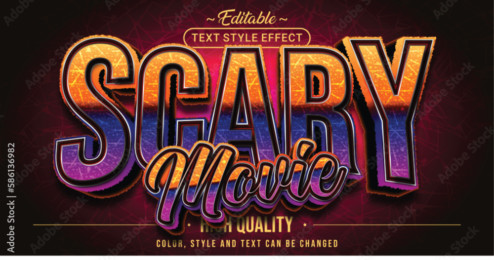 Poster editable text style effect - scary movie text style theme.