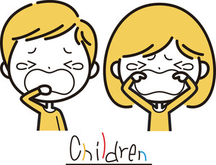 泣く男の子と女の子