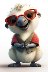 Adorable Anthropomorphic Anteater With Heart Patch And Glasses Smiling Happily Generative Ai Digital Illustration Part#280323