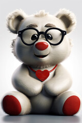 Adorable Anthropomorphic Bear With Heart Patch And Glasses Smiling Happily Generative Ai Digital Illustration Part#280323