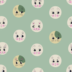 Funny cat face, abstract personage, mascot design, funny face, cute icon.