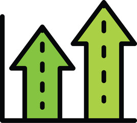 Growing bitcoin icon. Outline Growing bitcoin vector icon for web design isolated on white background color flat