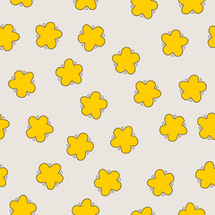 Smiling flower, abstract personage, mascot design, funny face, cute icon.