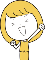腕を上げて喜ぶ女性