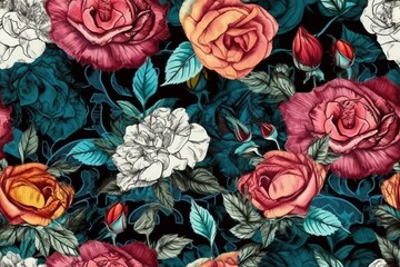 colorful bouquet of flowers on a table created with Generative AI technology