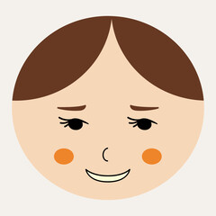 Feminine look, abstract personage, mascot design, funny face, cute icon.