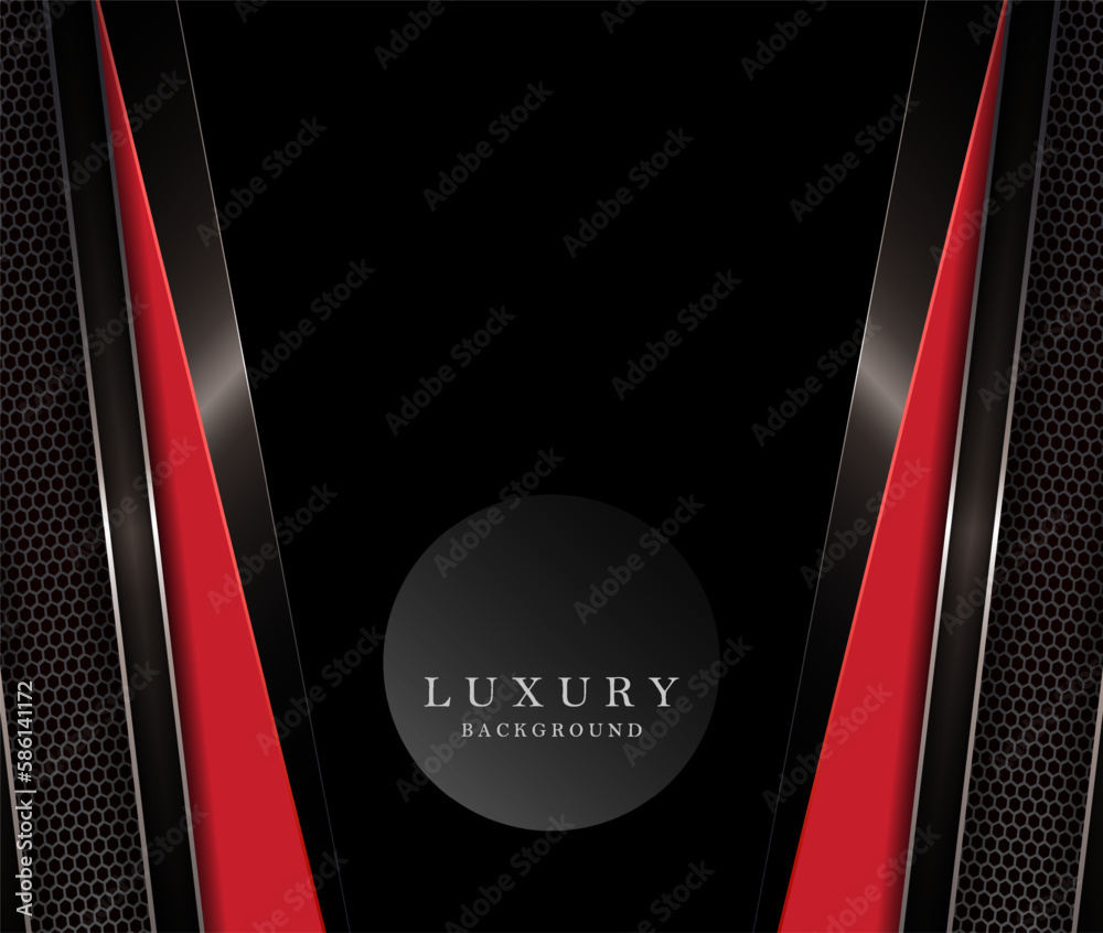 Canvas Prints geometric black composition with red slanting mesh curtains