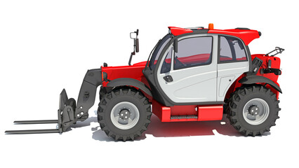 Wheel Loader heavy construction machinery 3D rendering on white background