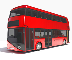 Fototapeta na wymiar Double Decker City Bus 3D rendering on white background