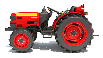 Farm Tractor 3D rendering on white background