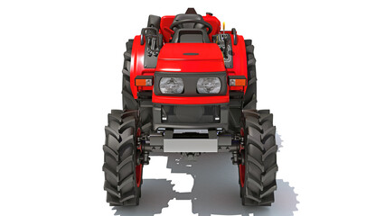 Farm Tractor 3D rendering on white background