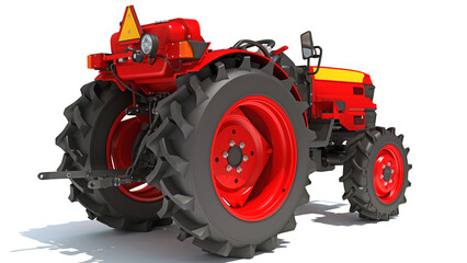 Obraz premium Farm Tractor 3D rendering on white background