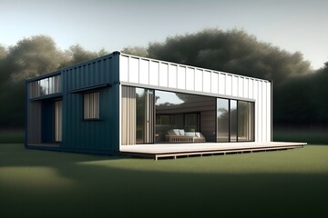 Rendering of Eco-Friendly Container House. Generative AI. 