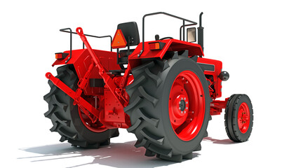 Farm Tractor 3D rendering on white background