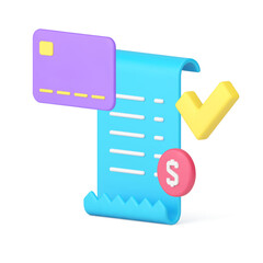 Shopping order success complete buying purchase financial deal approve receipt 3d icon vector