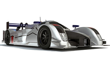 Racecar 3D rendering on white background