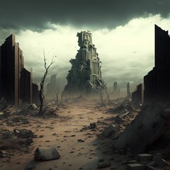 Post apocalyptic world. AI generated