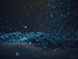 Dark blue and glow particle abstract background Blurry bokeh background with sparkles, particles and glitter created with Generative AI technology