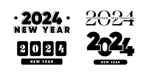 2024 new year logo text design set. 2024 number design template. Calendar simple icon. Modern abstract banner. Vector graphic illustartion
