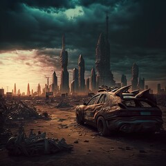 Post apocalyptic world. AI generated