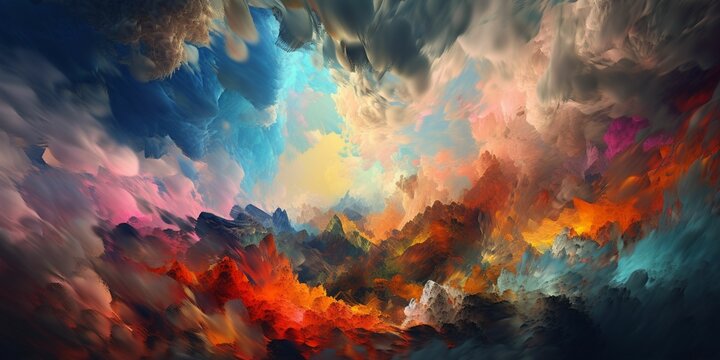 sky, abstract art, vibrant colors, clouds, Generative IA