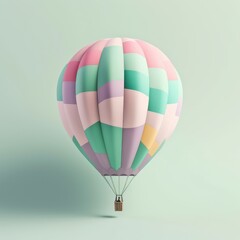 Colorful hot air balloon in pastel background. Travel and adventure concept symbolizing freedom andexcitement. Generative AI