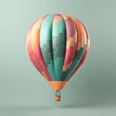 Fototapeta premium Colorful hot air balloon in pastel background. Travel and adventure concept symbolizing freedom andexcitement. Generative AI