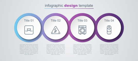 Set line Buzzer in electronic circuit, High voltage, Washer and Battery charge. Business infographic template. Vector