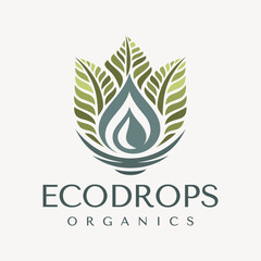 Luxury eco leaf water logo design template