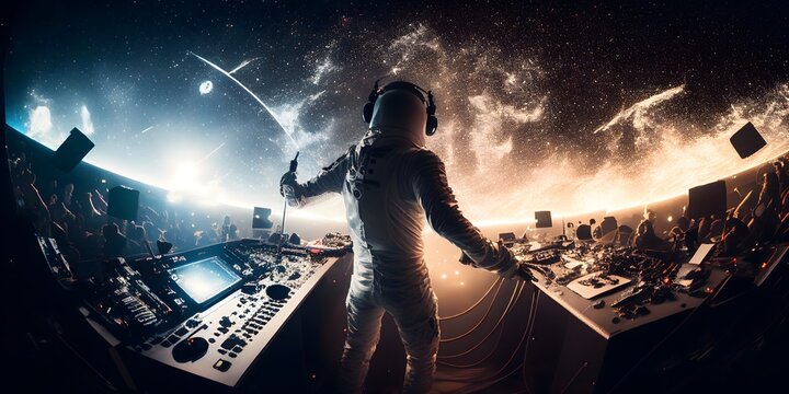 DJ image of an astronaut playing,digital illustration generative AI