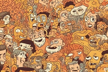 diverse crowd with various facial expressions created with Generative AI technology