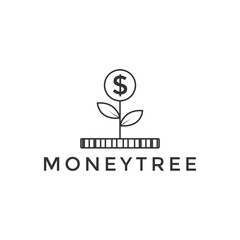 money tree minimalist logo design vector template