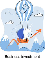 Business investment metaphor. Investment capital for profit and income multiplying. Buying shares and funds, modern economy. Investor strategy, financing business activities. Active or passive income