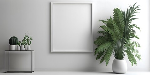 Frame mockup close up in empty interior,digital illustration generative AI