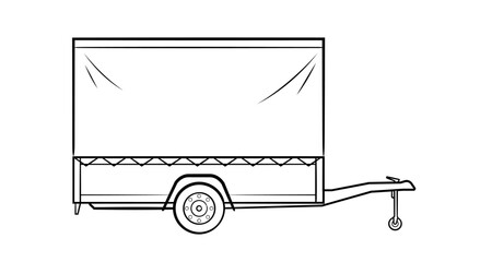 Car's covered trailer vector stock illustration.