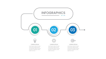 Vector infographics label design with circles and marketing icons. Process Chart. Business concept with 3 options or steps.
