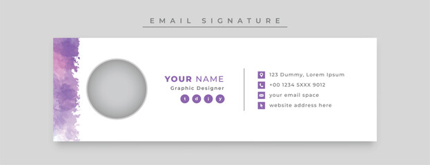Minimal email signature template design or email footer with digital profile with watercolor