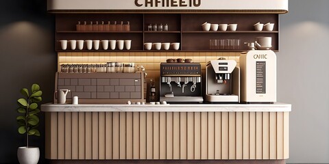 cafe counter,digital illustration generative AI