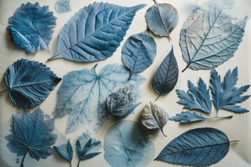 colorful autumn leaf arrangement on a wooden table created with Generative AI technology