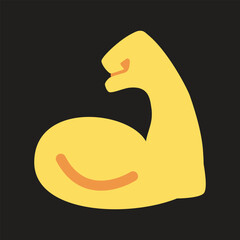 Flexed Biceps vector flat icon illustration design. Isolated arm flexing to show its biceps muscle. Represents strength, working out sign label.