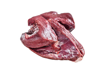 Fresh raw beef liver offal.  Isolated, transparent background.