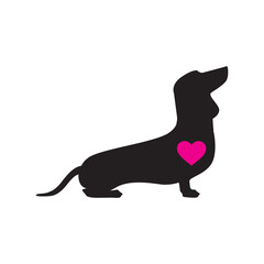 dachshund small dog with big heart, logo