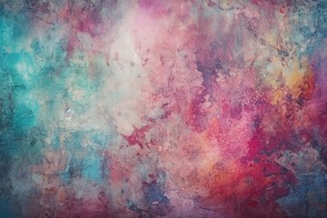 Obraz premium abstract painting with blue, pink, and green colors created with Generative AI technology