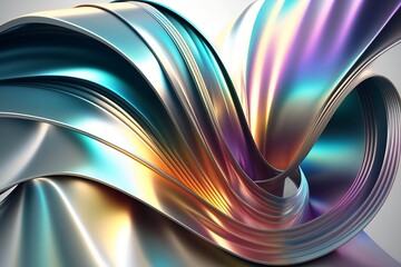 Abstract holographic metallic background. Generative AI