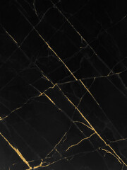 Black and gold marble luxury wall texture with shiny golden line pattern abstract background, Vertical image.