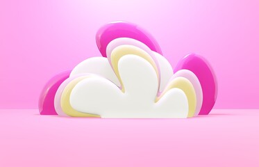 Easter 3d render spring flowers for product showcase. Cartoon style festive holiday celebration three dimensional background.