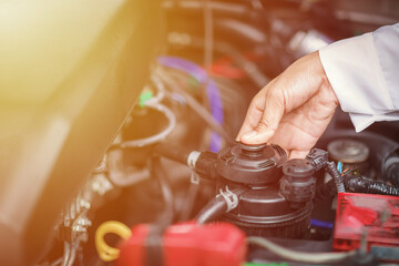 Car maintenance servicing mechanic.selective focus.	