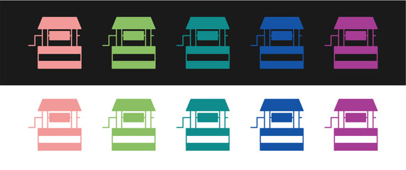 Set Well icon isolated on black and white background. Vector