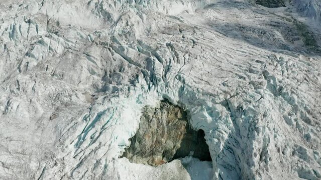Moiry glacier in Swiss alps aerial view